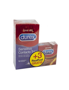 DUREX SENSITIVO CONTACTO TOTAL 12 UN + REAL FEEL