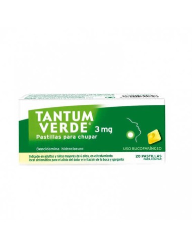 TANTUM VERDE 3 mg 20 PASTILLAS PARA CHUPAR (SABOR MENTA)