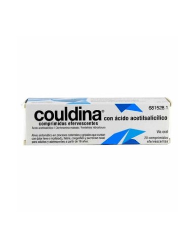 COULDINA CON ACIDO ACETILSALICILICO 500 mg/2 mg/7,5 mg 20 COMPRIMIDOS EFERVESCENTES