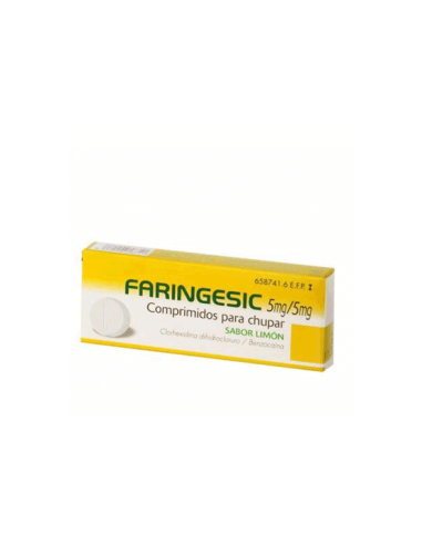 FARINGESIC 5 mg/5 mg 20 COMPRIMIDOS PARA CHUPAR (SABOR LIMON)