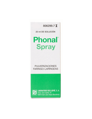 PHONAL SPRAY 0,2 mg/ml + 0,2 mg/ml SOLUCION PARA PULVERIZACION BUCAL Y LARINGOFARINGEA 1 FRASCO 20 m