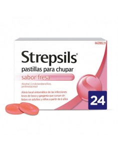 STREPSILS 24 PASTILLAS PARA CHUPAR (SABOR FRESA)