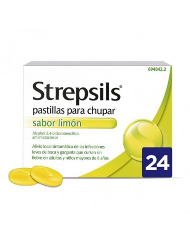 STREPSILS 24 PASTILLAS PARA CHUPAR (SABOR LIMON)