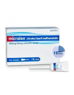 MICRALAX CITRATO/LAURIL SULFOACETATO 450 MG/ML + 45 MG/ML SOLUCION RECTAL 12 ENEMAS 5 ML