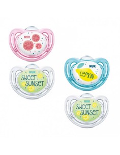 CHUPETE SILICONA NUK 0 - 6 MESES LIMITED EDITION FRUITS DAY&NIGHT 2 UNIDADES