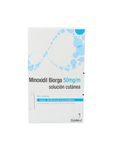 MINOXIDIL BIORGA 50 mg/ml SOLUCION CUTANEA 1 FRASCO 60 ml + 1 ACCIONADOR DE BOQUILLA Y 1 ACCIONADOR