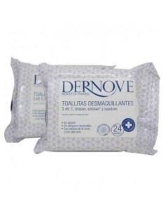 DERNOVE TOALLITAS DESMAQUILLANTES 3 EN 1 24 TOAL