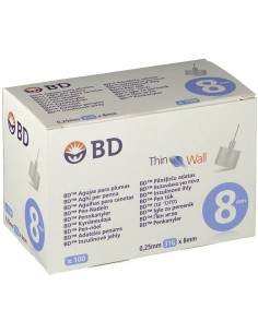 BD AGUJA PLUMA ESTERIL (0.25X8MM) 31G 100 UNIDADES