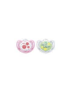 CHUPETE SILICONA NUK 18 - 36 MESES LIMITED EDITION FRUITS DAY&NIGHT 2 UNIDADES