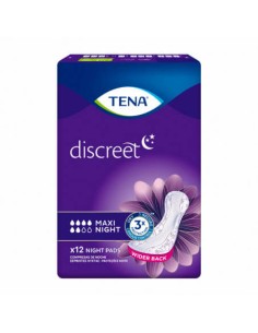 ABSORBENTE INCONTINENCIA ORINA LIGERA TENA DISCREET MAXI NIGHT 12 UNIDADES