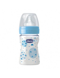 CHICCO BIBERON PP T SILICONA FISIOLOGICO FLUJO NORMAL 0M+ 150 ML AZUL