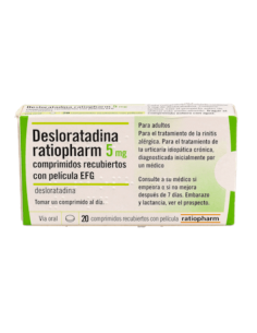 DESLORATADINA RATIOPHARM EFG 5 mg 20 COMPRIMIDOS RECUBIERTOS