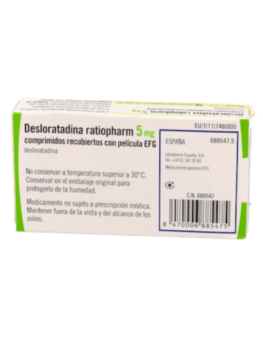 DESLORATADINA RATIOPHARM EFG 5 mg 20 COMPRIMIDOS RECUBIERTOS