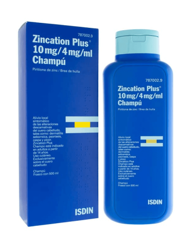 ZINCATION PLUS 10 mg/ml + 4 mg/ml CHAMPU MEDICINAL 1 FRASCO 500 ml