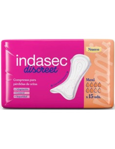 INDASEC DISCREET MAXI COMPRESAS 15 UND 2
